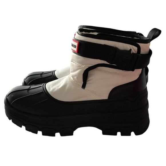 Hunter Womens Boots Short Buckle Snow Buckle Ankle Synthetic Black White Sz 8 - Picture 5 of 11